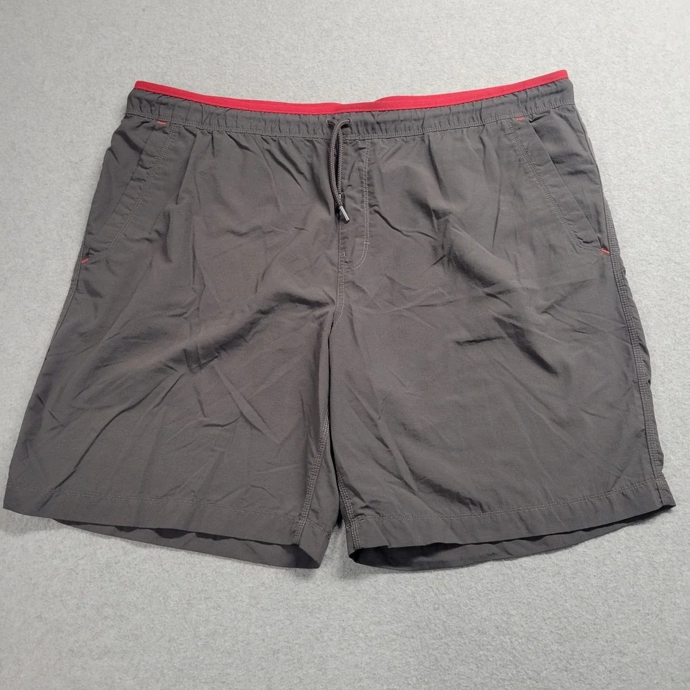 The North Face Mens XXL Class V Water Shorts Grey Red Waistband Nylon Hiking